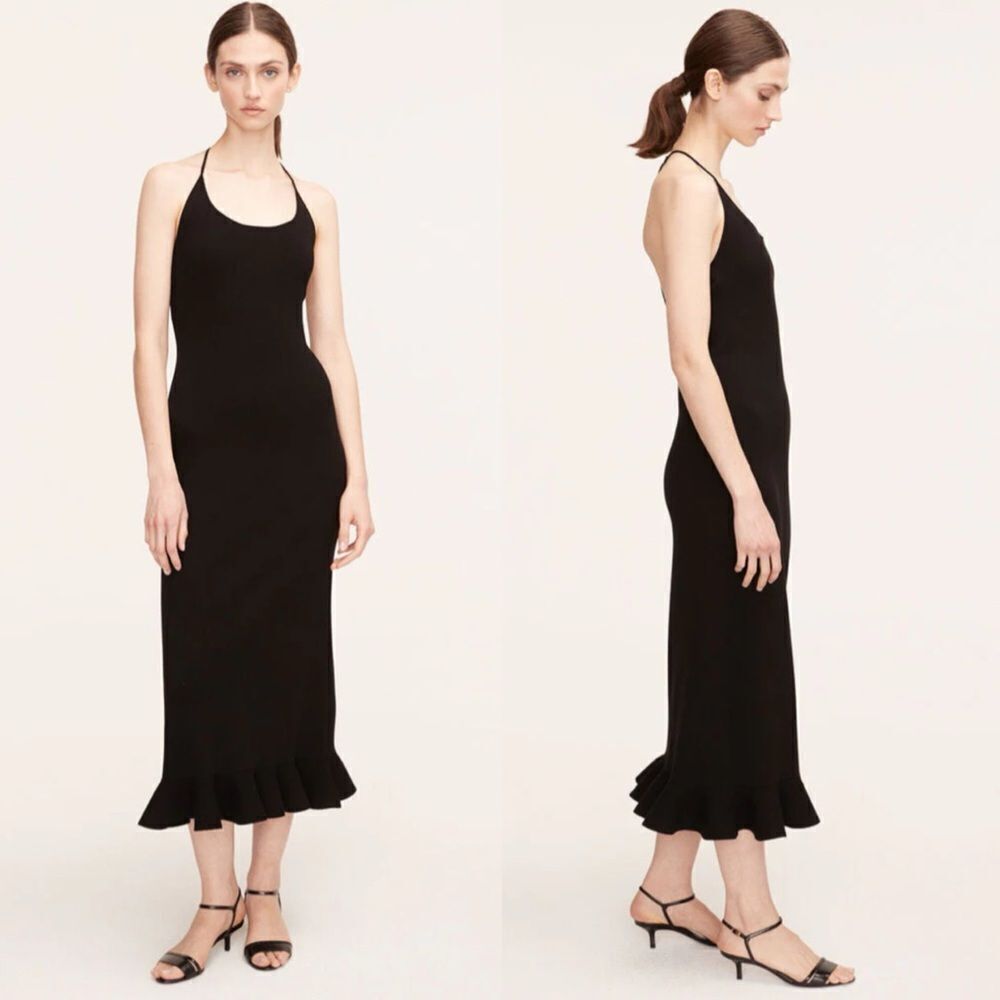 Rebecca Taylor NWT Black Compact Stretch Knotted Back Column Dress XL